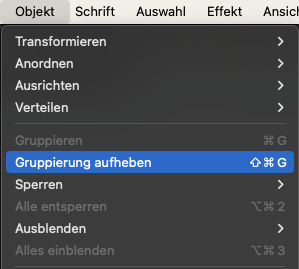 Adobe Illustrator Gruppierung aufheben