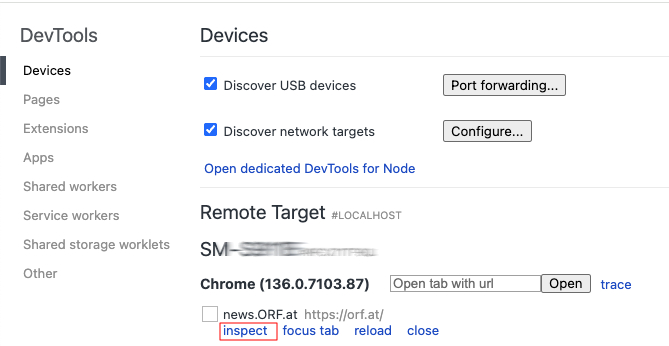 USB-Debugging mit Chrome